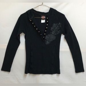 Women’s Highland Harley-Davidson hooded pullover.  Large